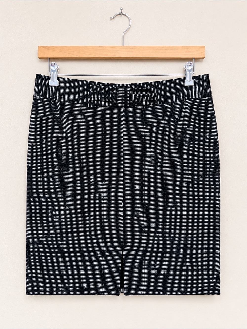 Banana Republic Black and White Microcheck Pencil Skirt with Bow Waist